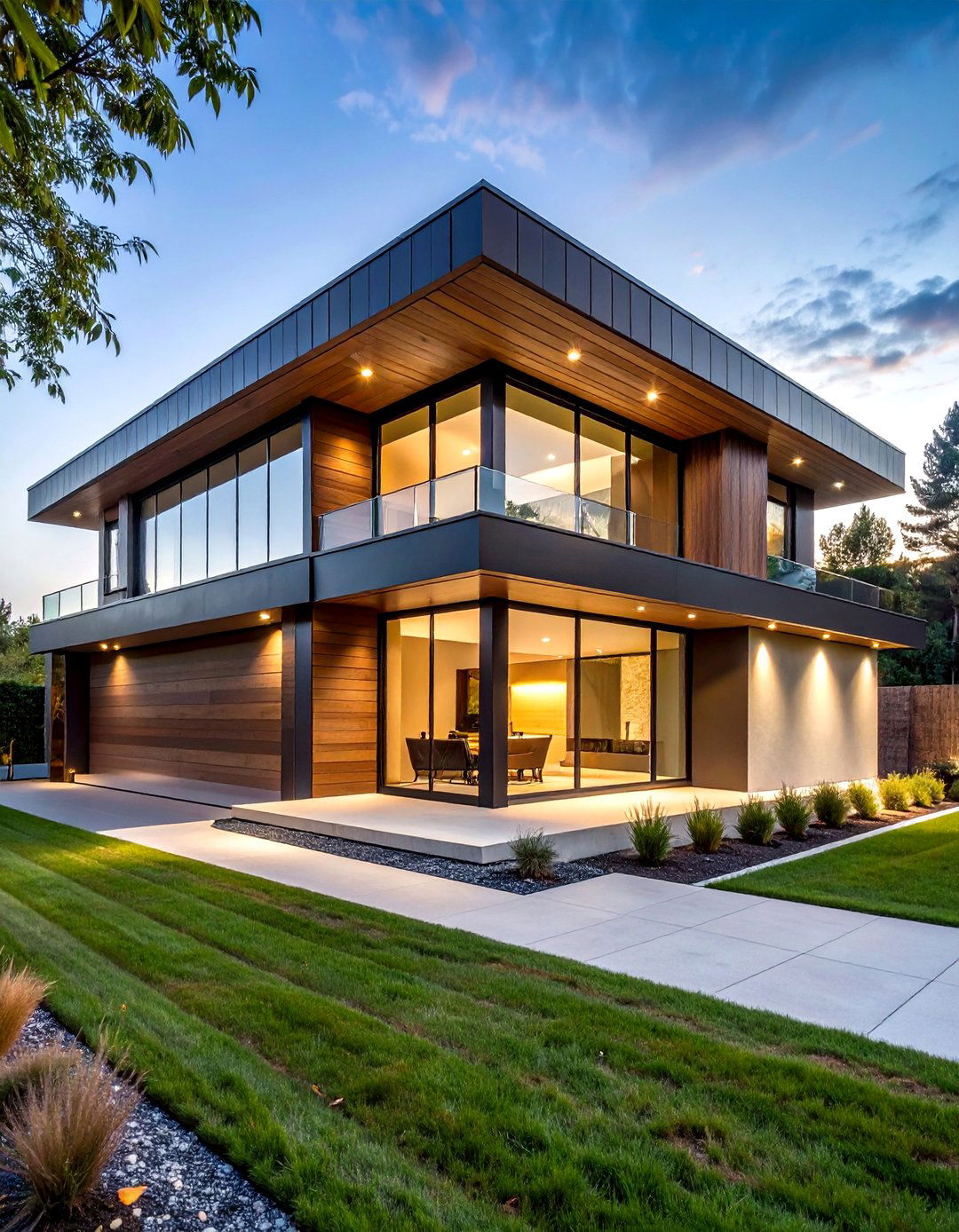 Modern Brown Metal Panels and Cream Fiber Cement House Exterior - 20 Cream and Brown House Exterior Ideas