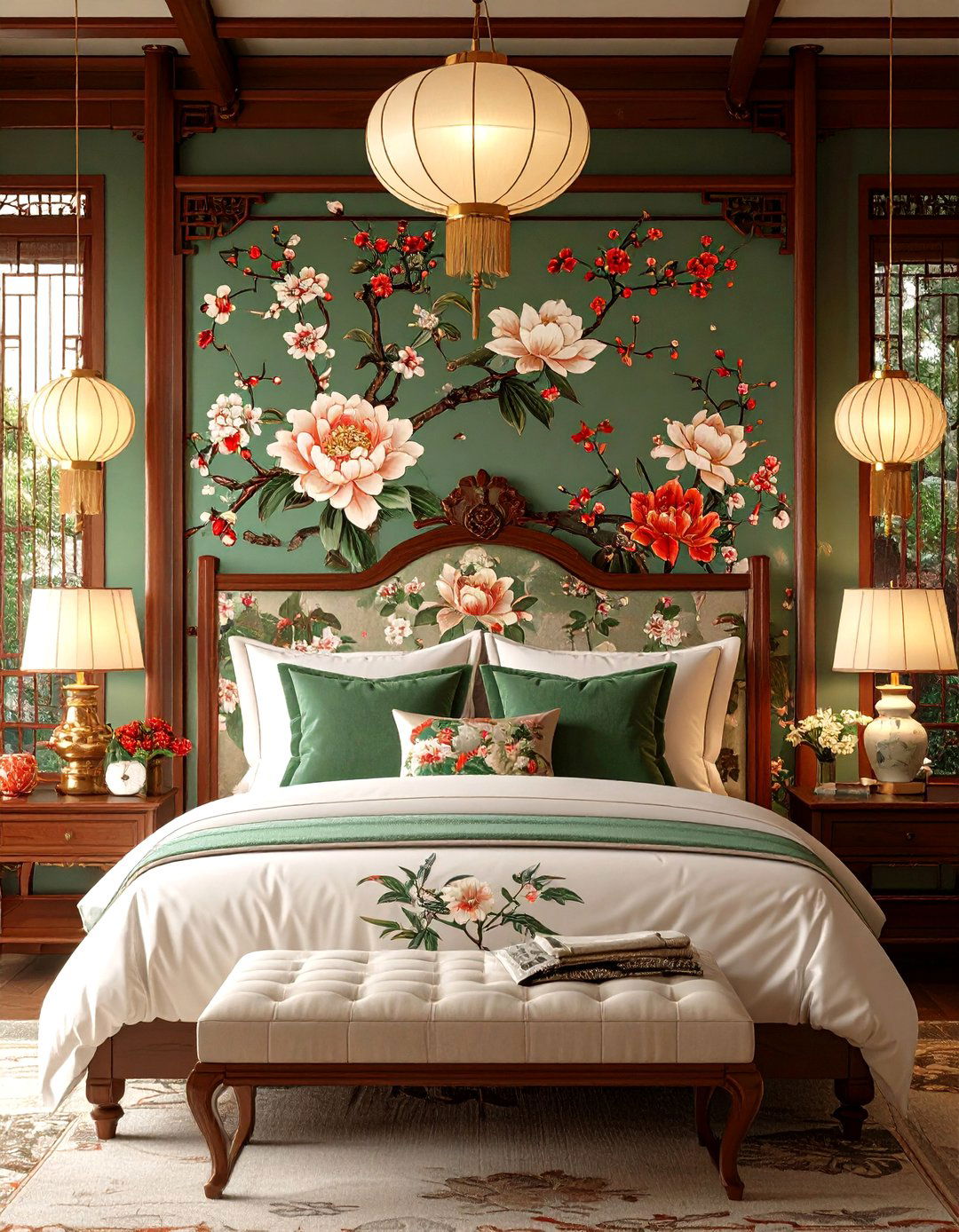 Modern Chinoiserie Bedroom Fabric Headboards - 20 Chinoiserie Bedroom Ideas