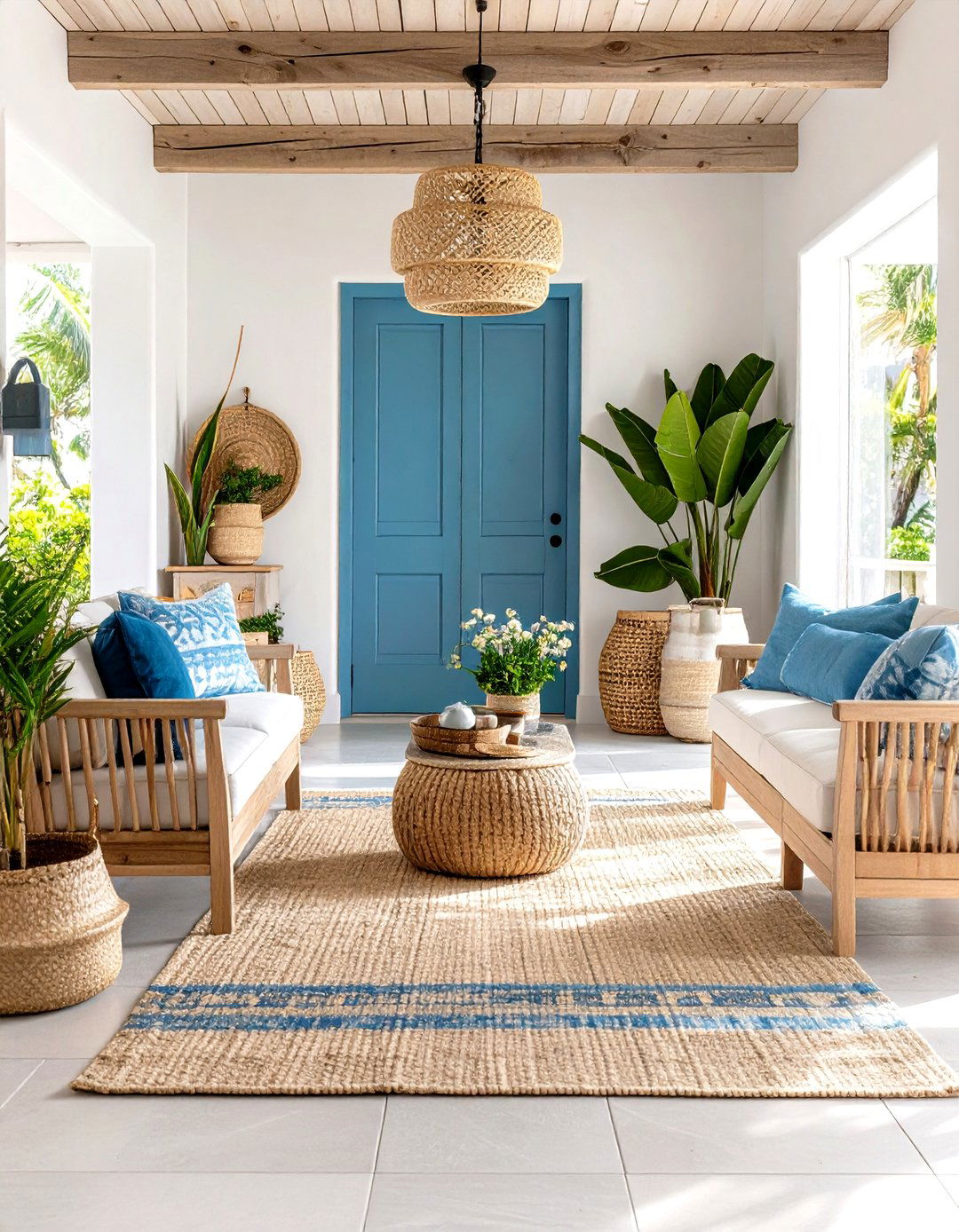 Modern Coastal Entryway with Natural Textures - 20 Modern Entryway Ideas