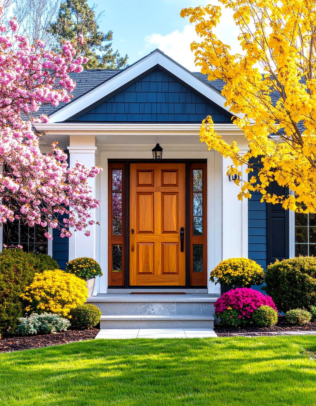 Modern Colonial Revival Front Door with Contemporary Materials - 20 Colonial Front Door Ideas