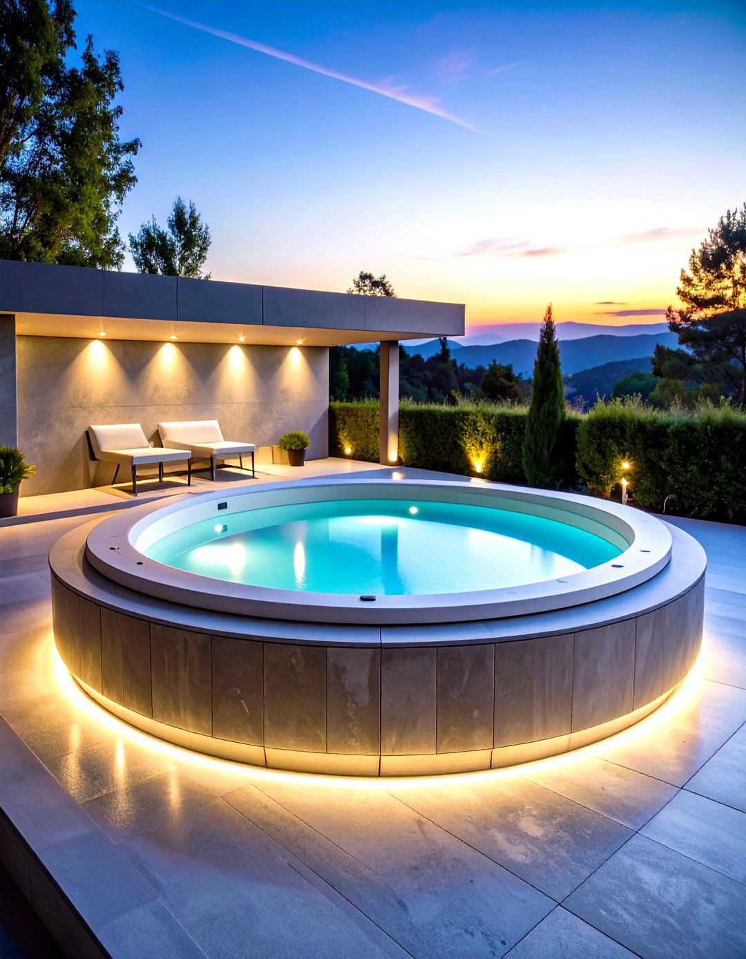 Modern Concrete Enclosure Design - 20 Sunken Hot Tub Ideas