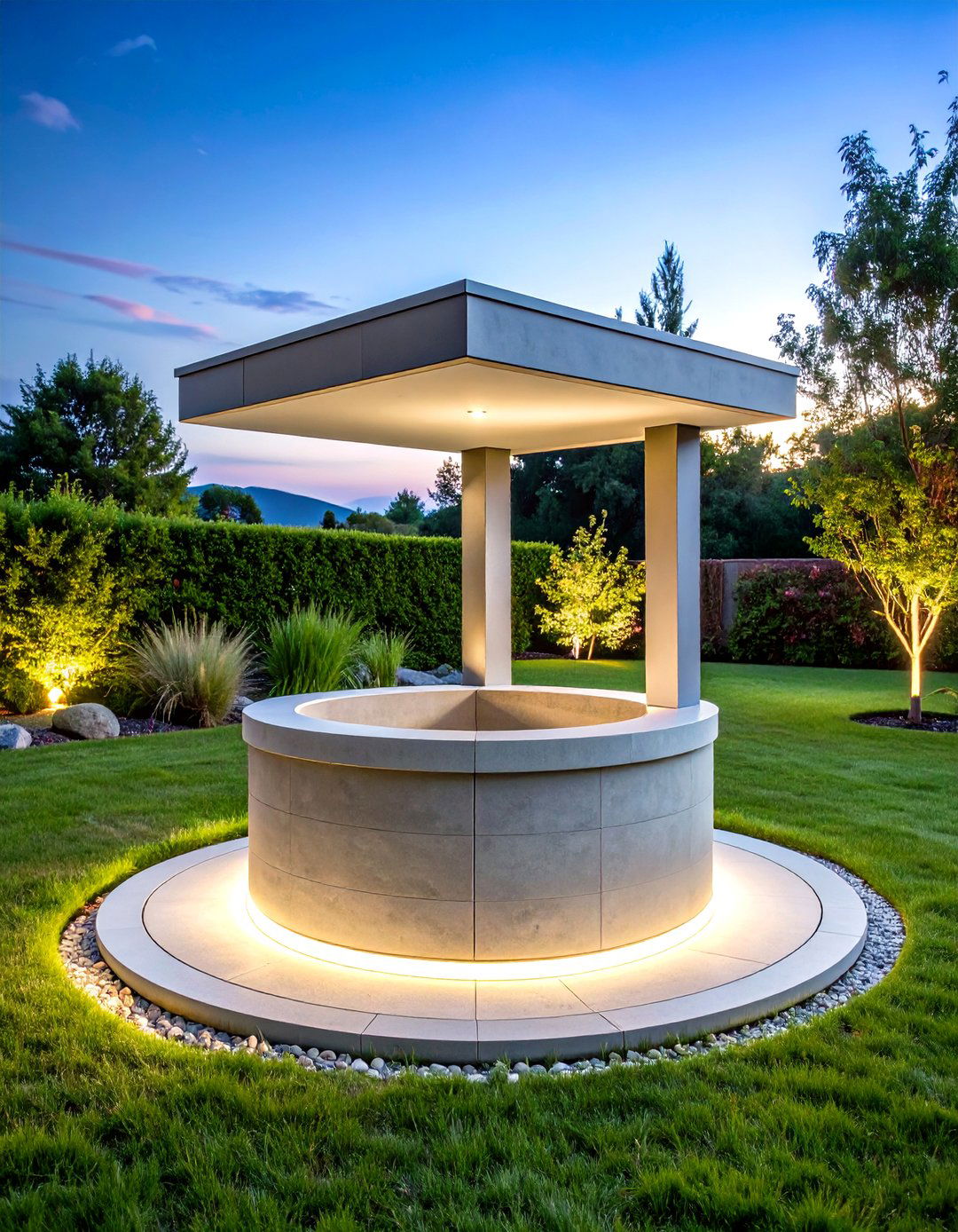 Modern Concrete Outdoor Wishing Well Installation - 20 Outdoor Wishing Well Garden Ideas