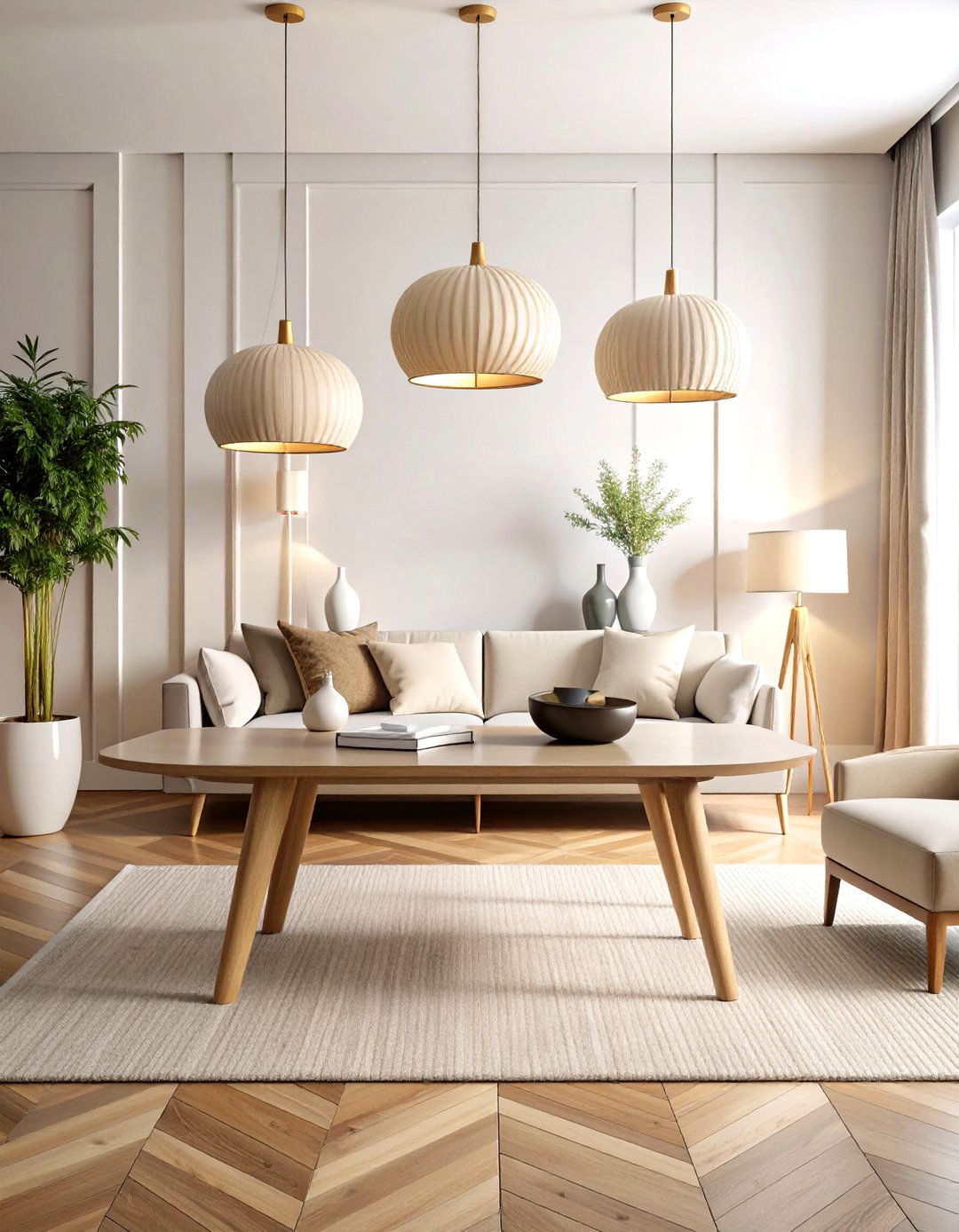 Modern Console Table with Statement Geometric Lighting - 20 Console Table Decor Ideas