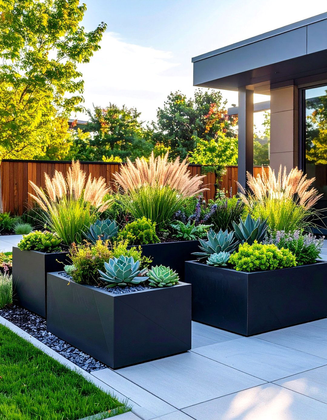 Modern Corner Garden with Geometric Design - 20 Corner Garden Ideas