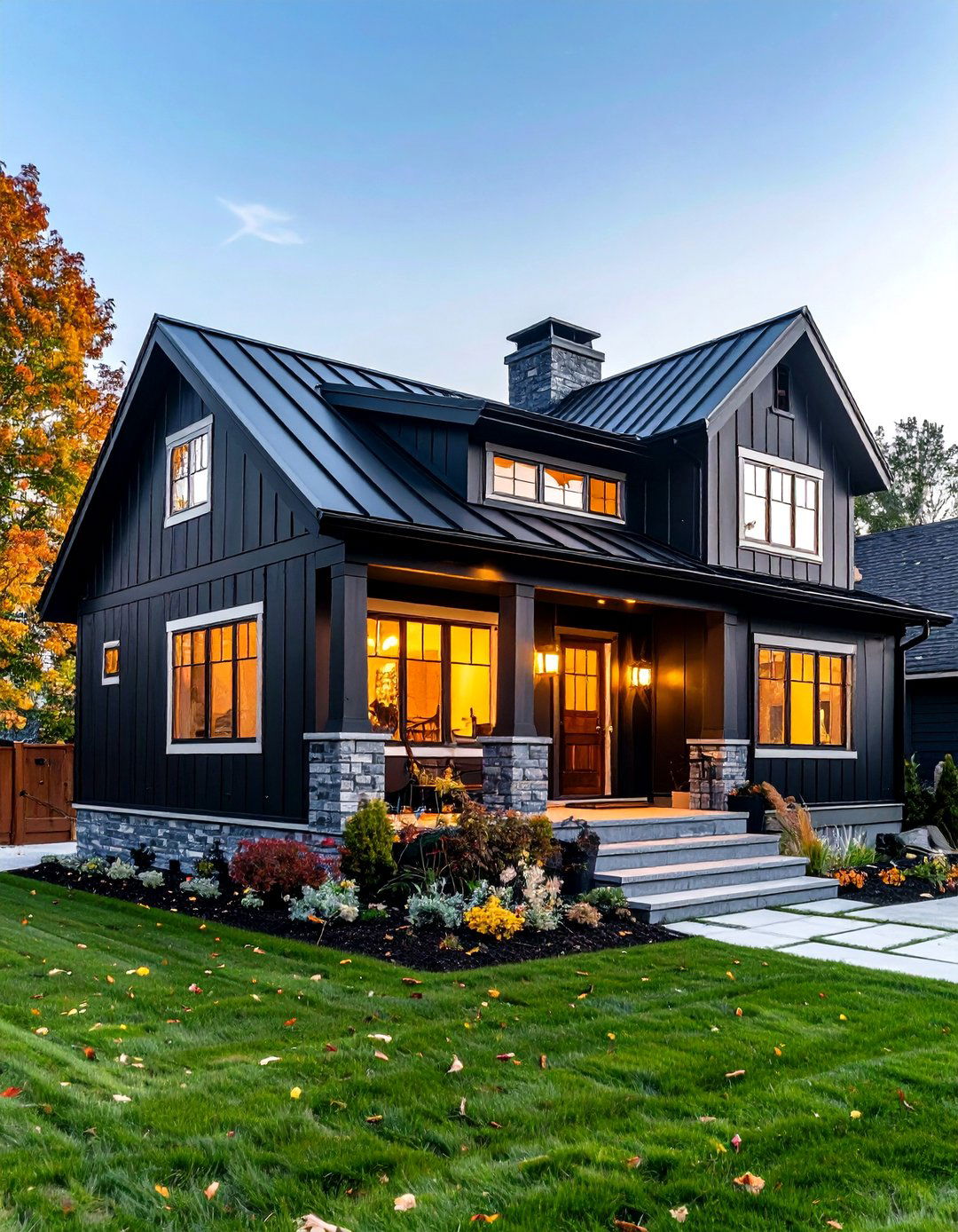 Modern Cottage House Exterior All Black with Crisp White Trim - 20 modern cottage house exterior ideas