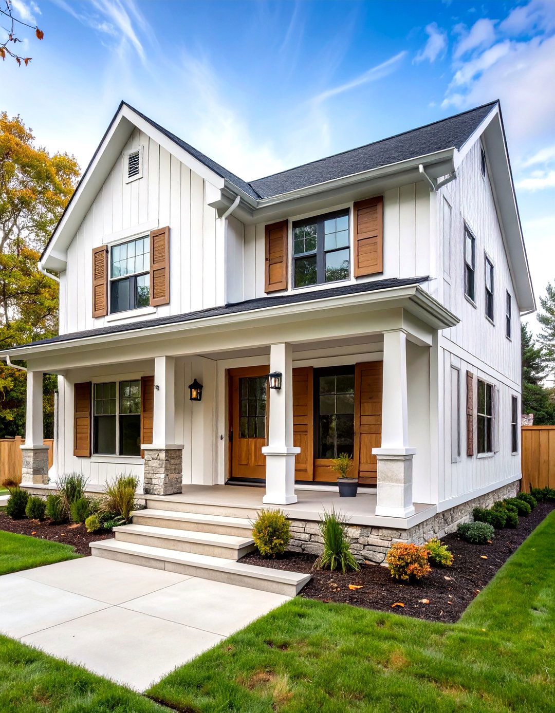 Modern Cottage House Exterior Board and Batten Meets Stone - 20 modern cottage house exterior ideas