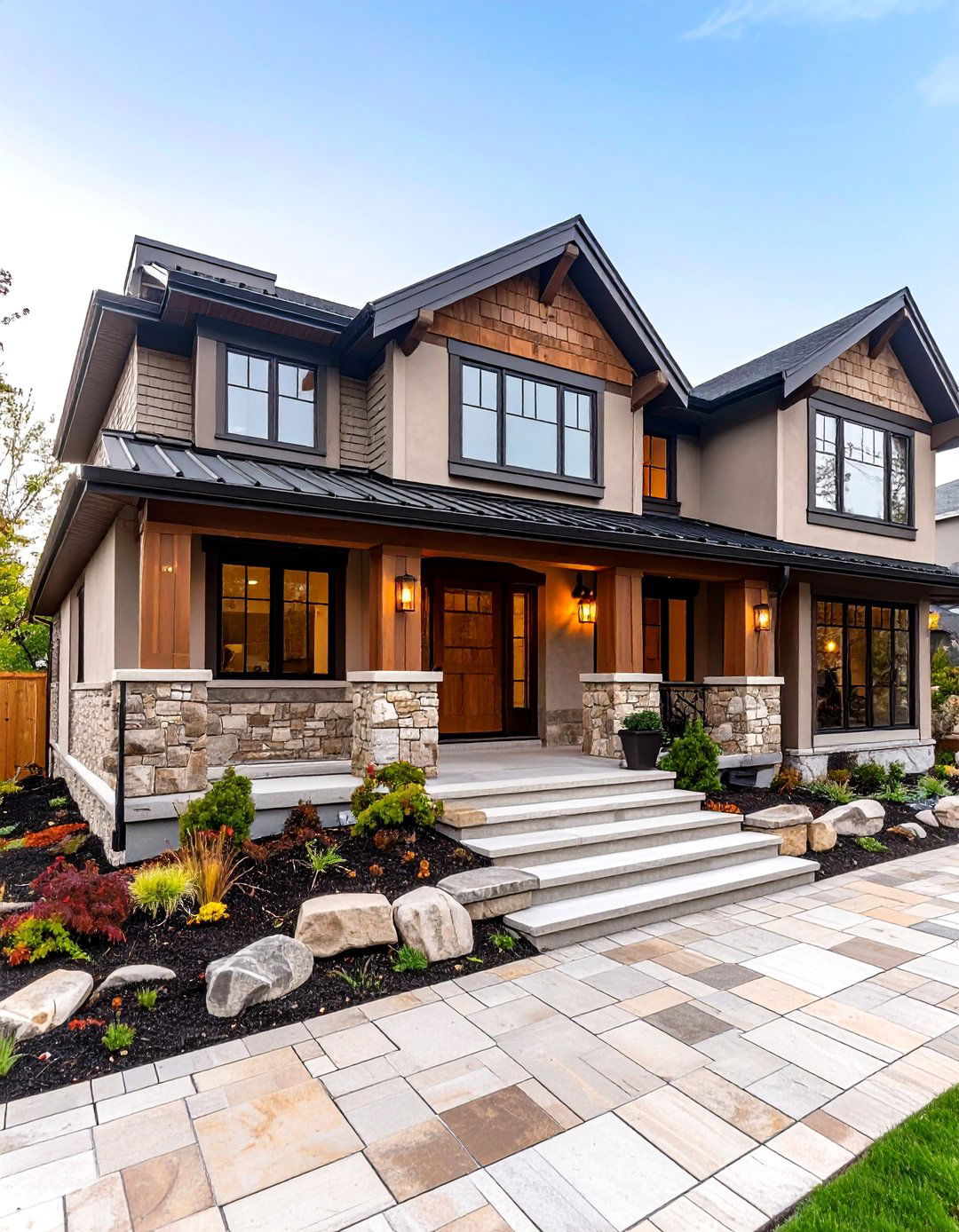 Modern Cottage House Exterior Layered Neutrals and Wood Shingle Accents - 20 modern cottage house exterior ideas
