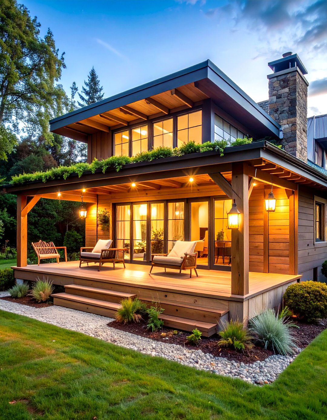 Modern Cottage House Exterior Porch Topped Living Roof - 20 modern cottage house exterior ideas