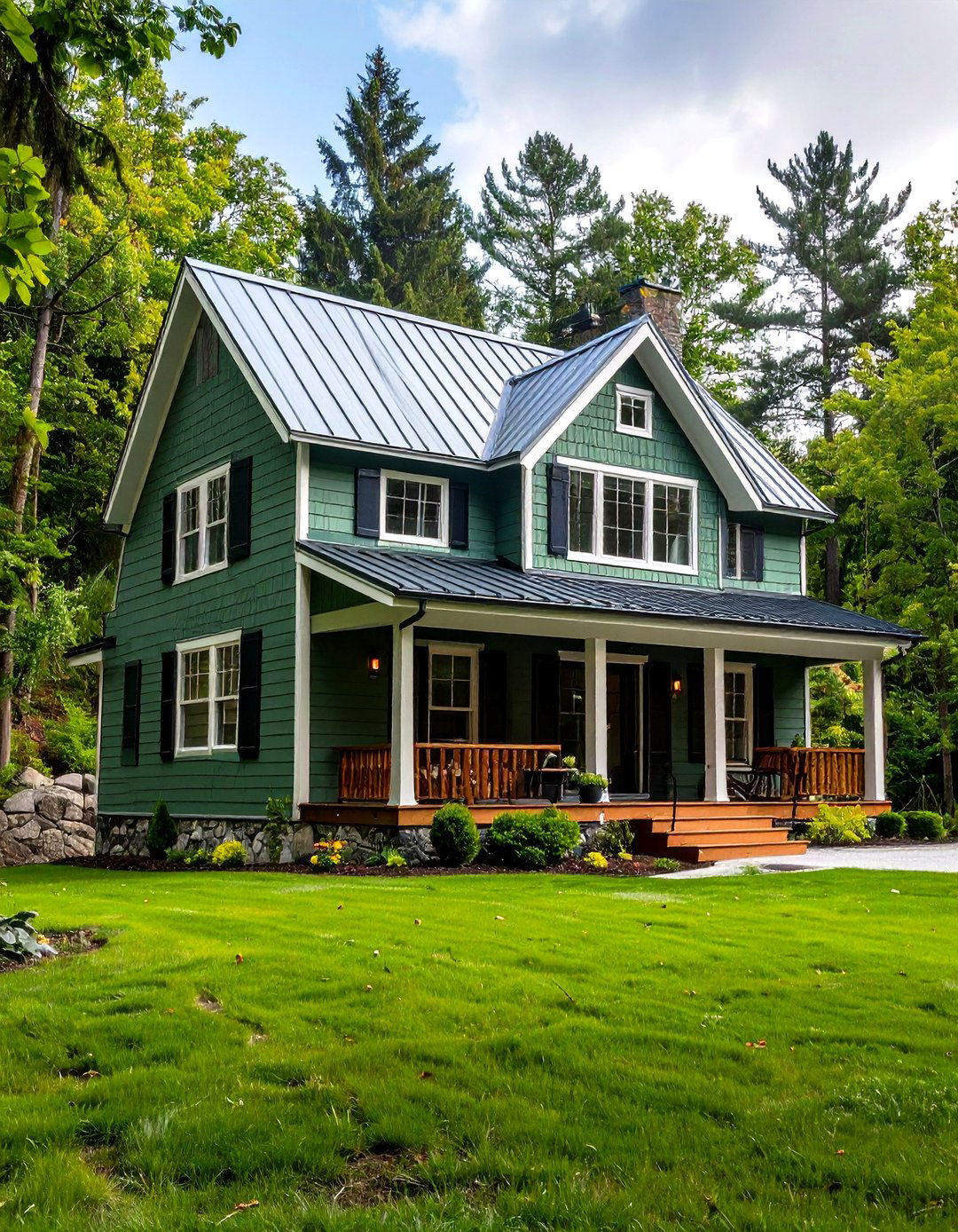 Modern Cottage House Exterior Sage Green Lap and White Grids - 20 modern cottage house exterior ideas