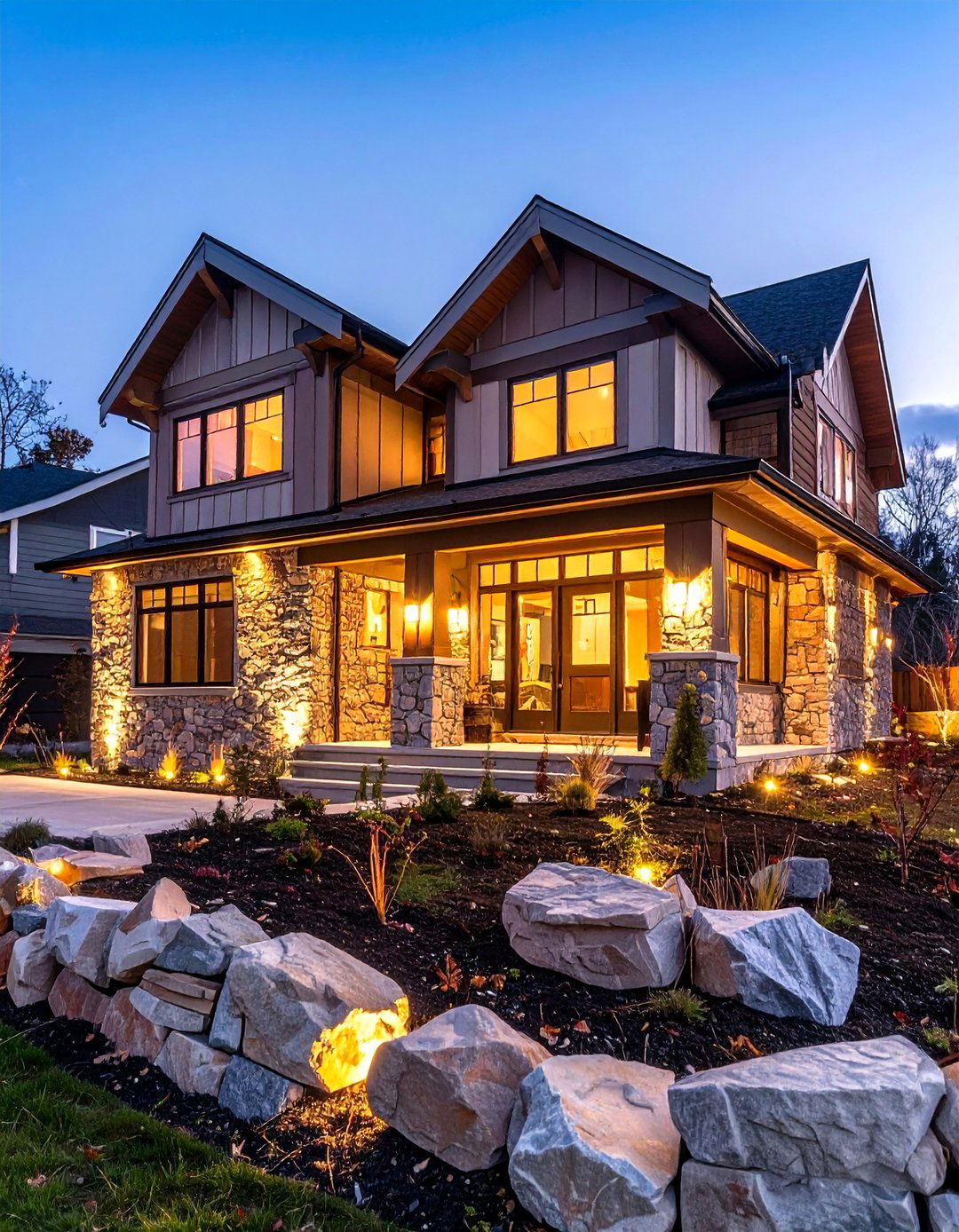 Modern Cottage House Exterior Stone Base Vertical Clad Upper - 20 modern cottage house exterior ideas