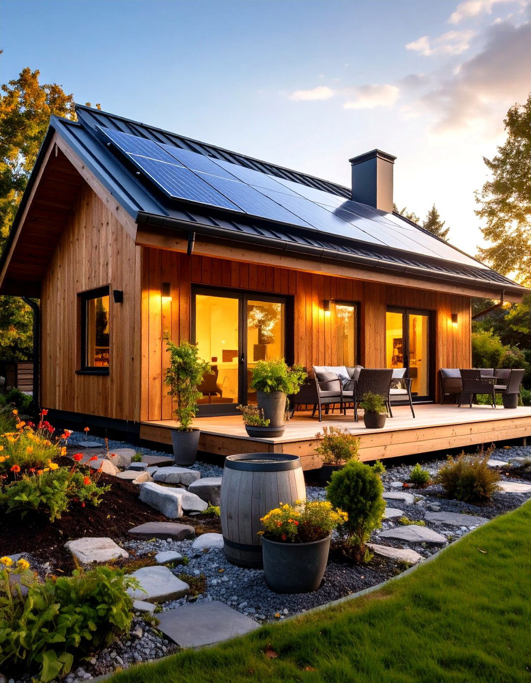 Modern Cottage House Exterior Sustainably Harvested Timber and Solar Roof - 20 modern cottage house exterior ideas