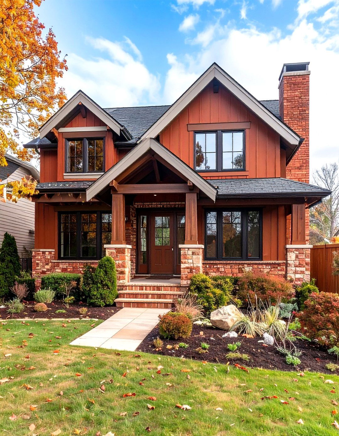 Modern Cottage House Exterior Vertical Siding in Earthy Terracotta - 20 modern cottage house exterior ideas