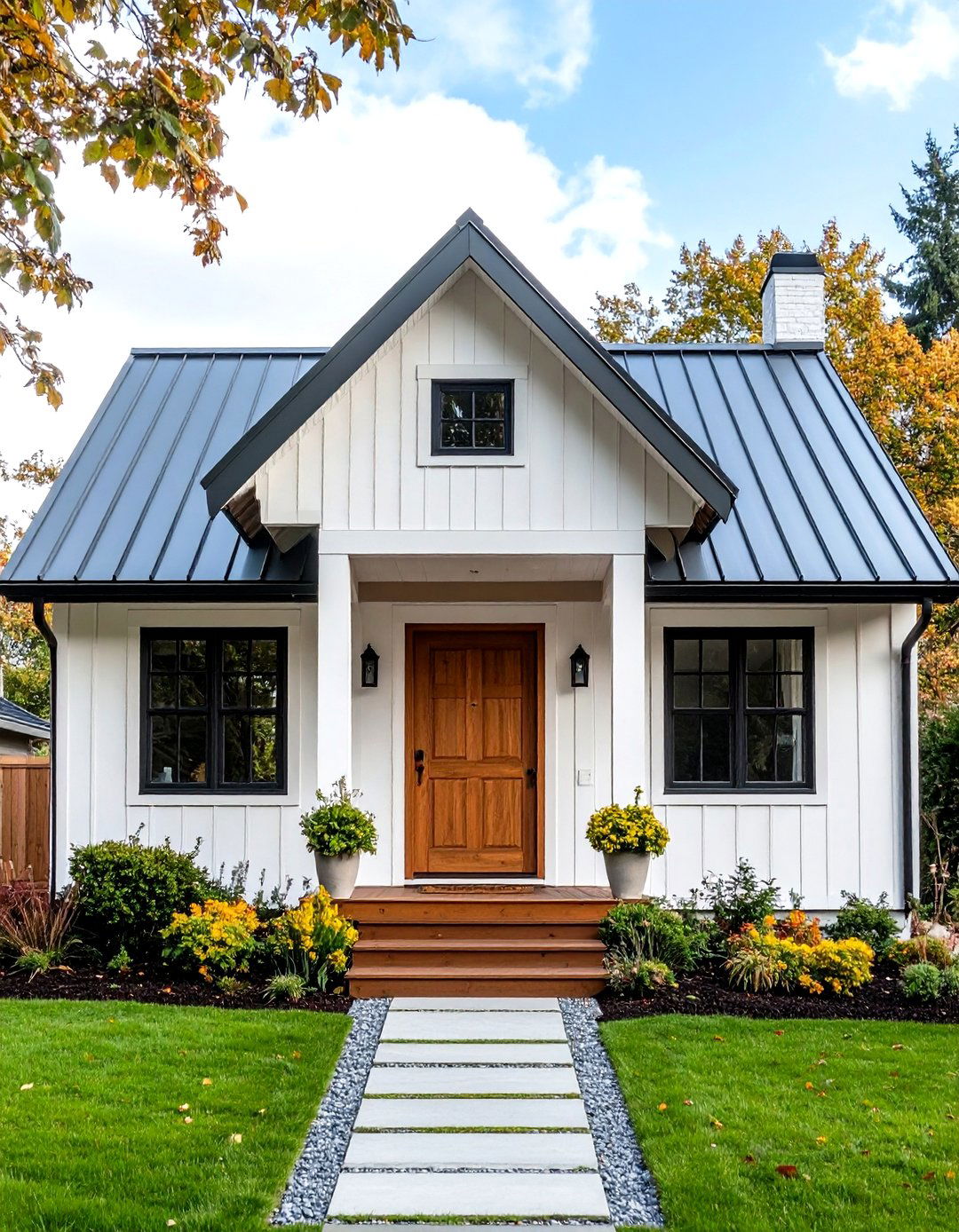 Modern Cottage House Exterior White Render and Standing Seam Roof - 20 modern cottage house exterior ideas
