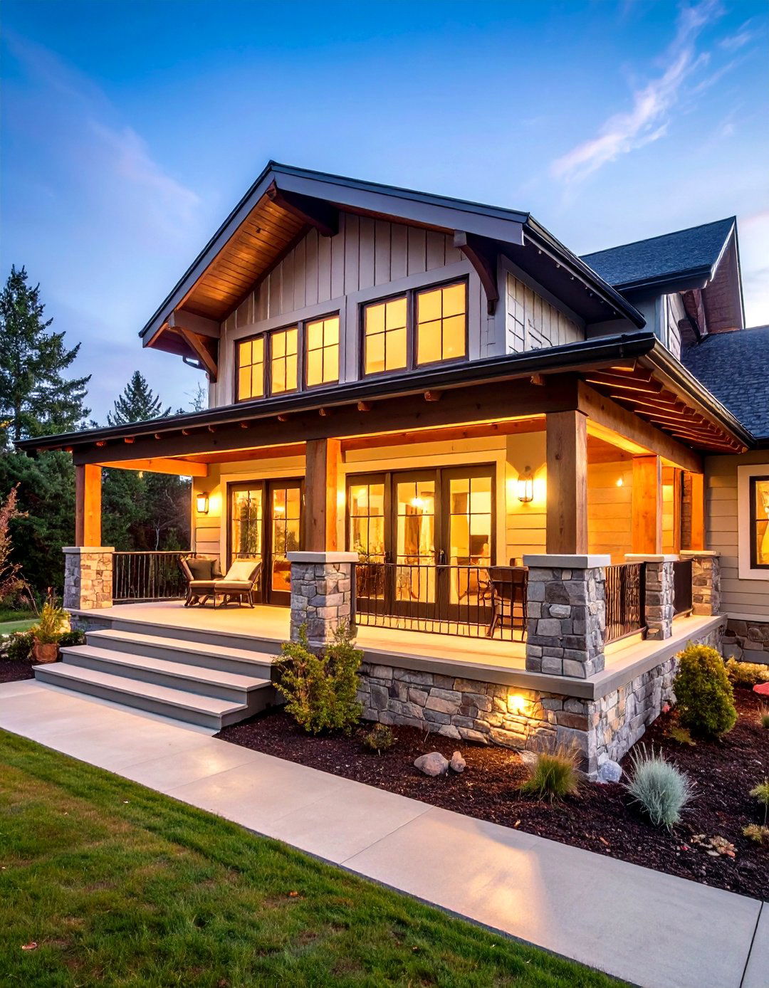 Modern Cottage House Exterior Wraparound Porch with Metal Awning - 20 modern cottage house exterior ideas