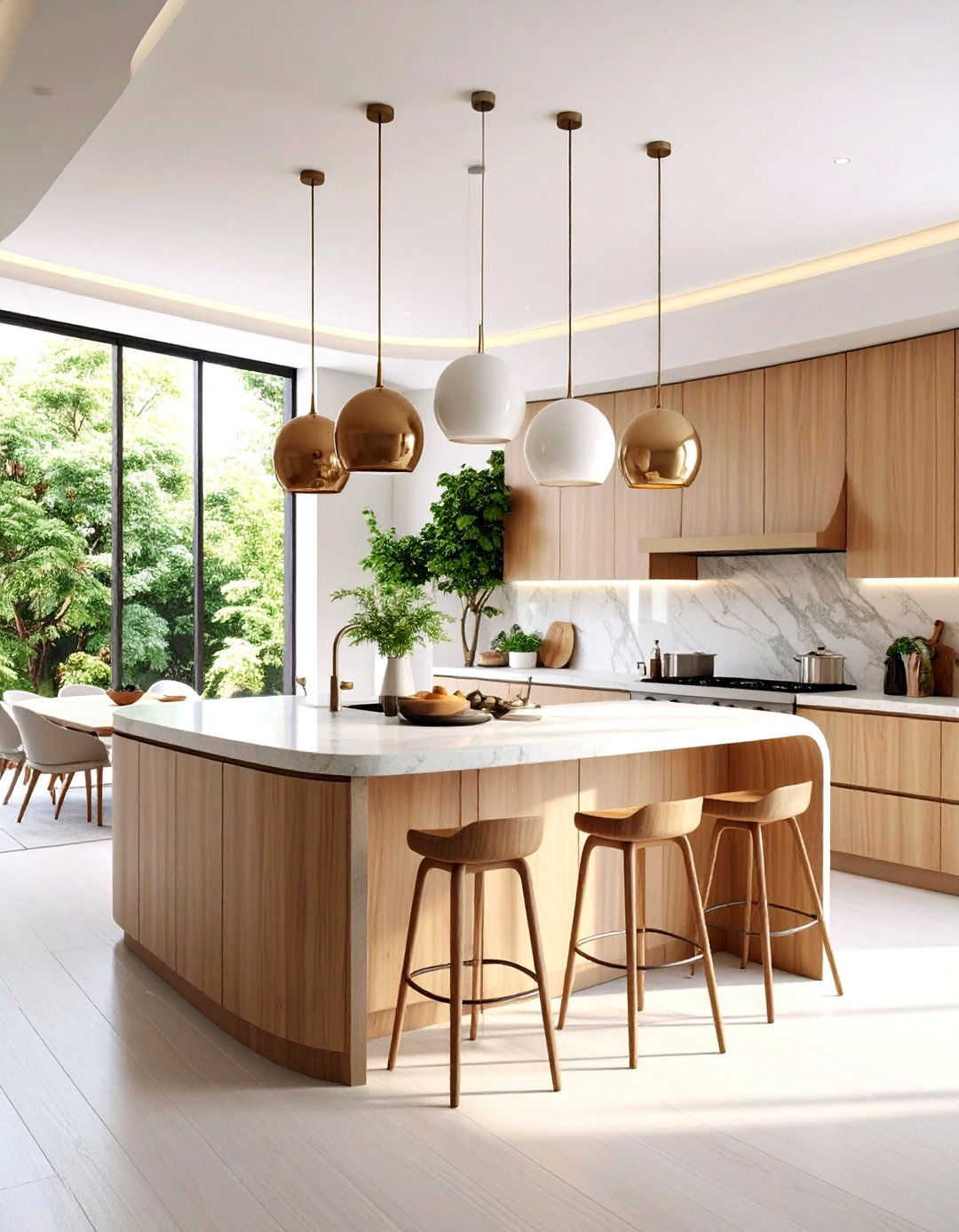 Modern Curved Kitchen with Organic Design Elements - 20 Modern Kitchen Ideas