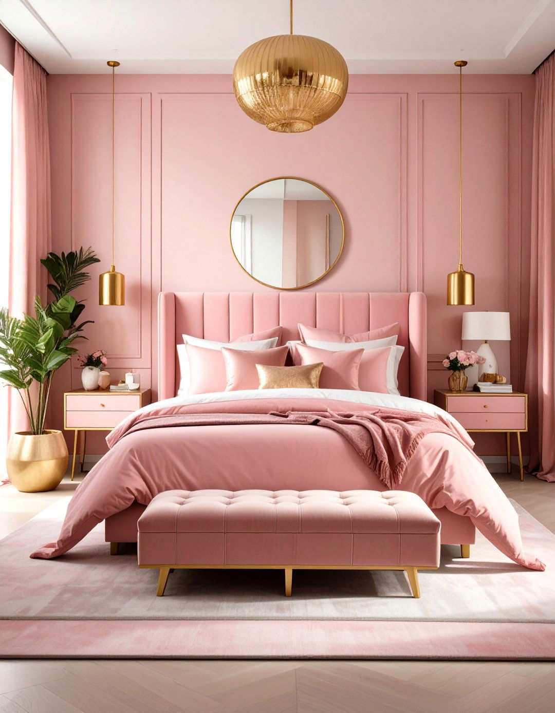 Modern Eclectic Pink and Gold Bedroom - 20 Pink and Gold Bedroom Ideas