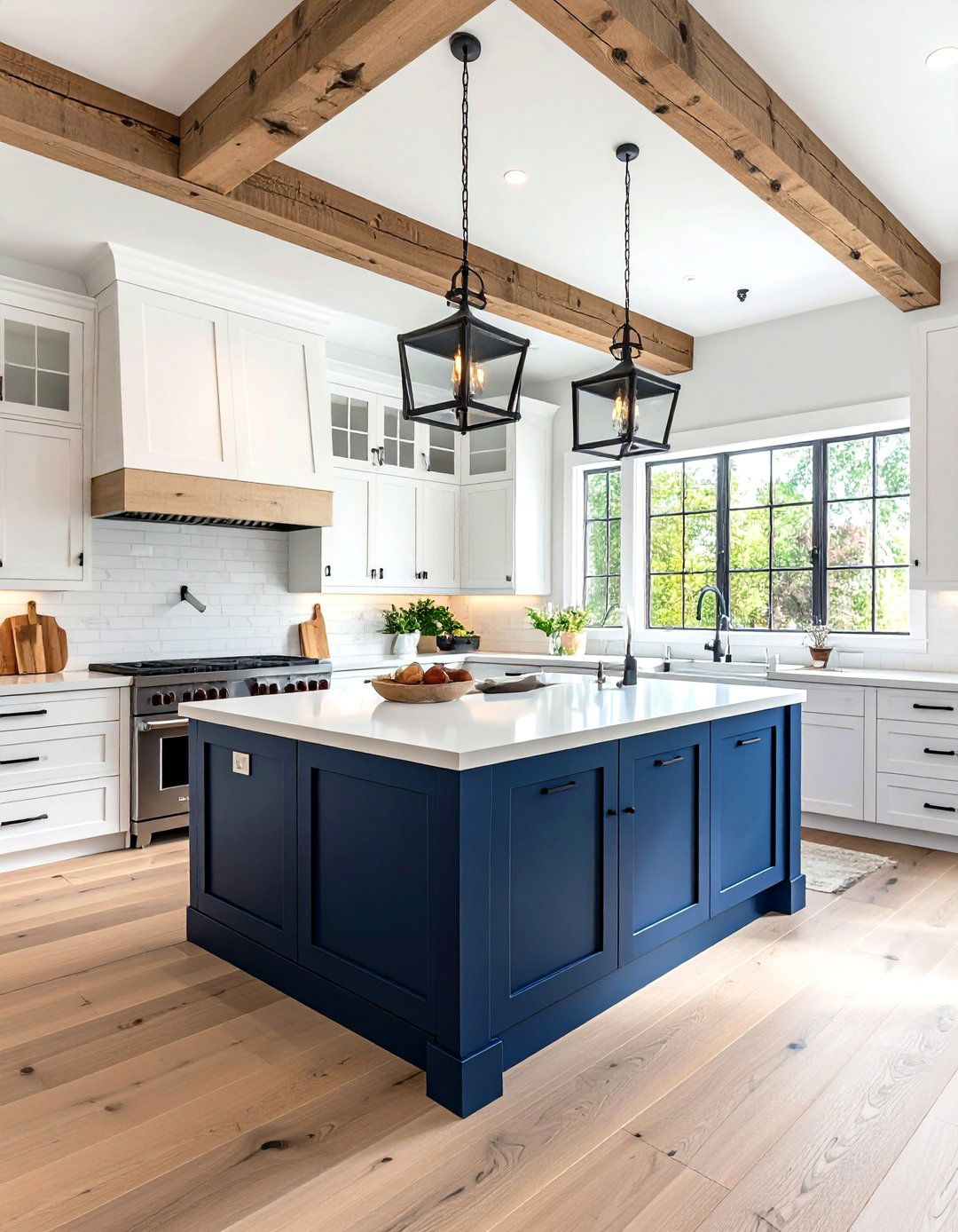 Modern Farmhouse Blue Engineered Stone Kitchen with White Oak - 20 kitchens with blue countertops