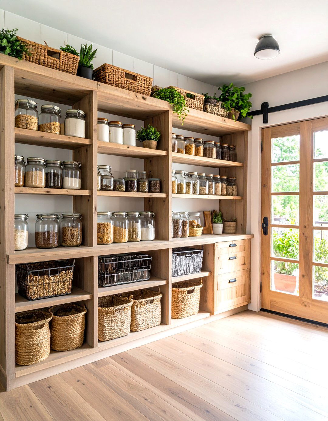 Modern Farmhouse Corner Pantry with Barn Doors - 20 Corner Pantry Ideas