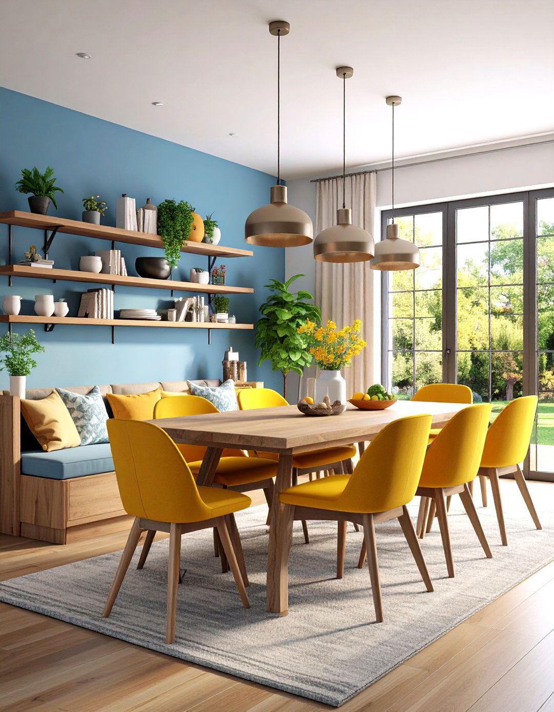 Modern Farmhouse Dining Room with Built in Banquette Seating - 20 Modern Farmhouse Dining Room Ideas