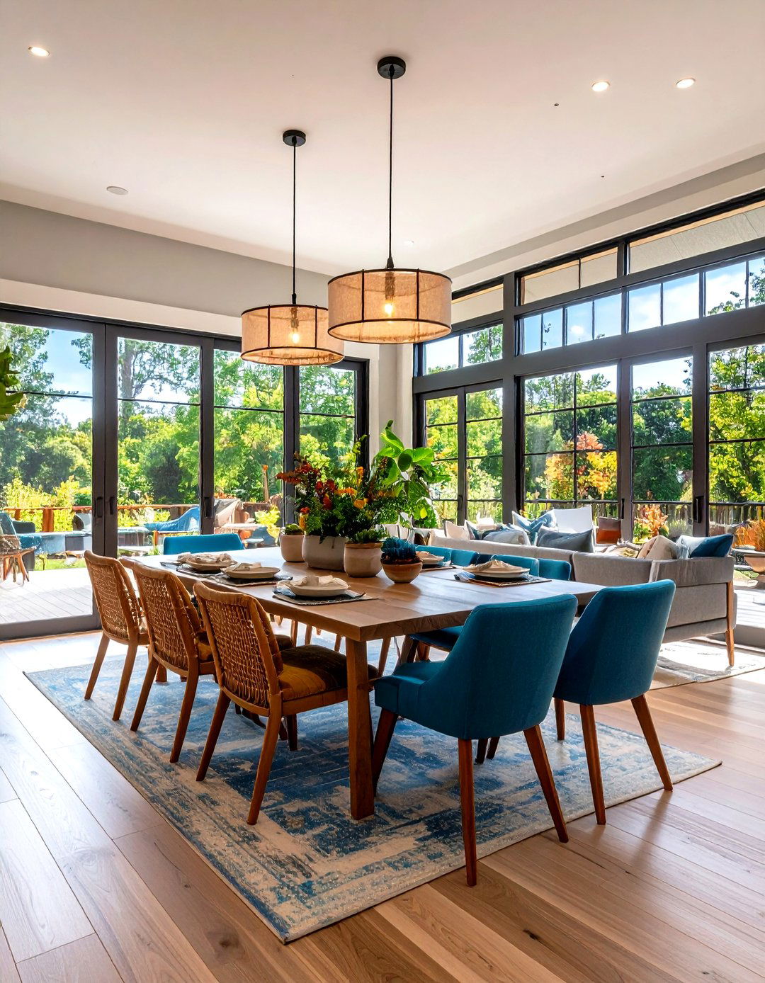 Modern Farmhouse Dining Room with Indoor Outdoor Connection - 20 Modern Farmhouse Dining Room Ideas