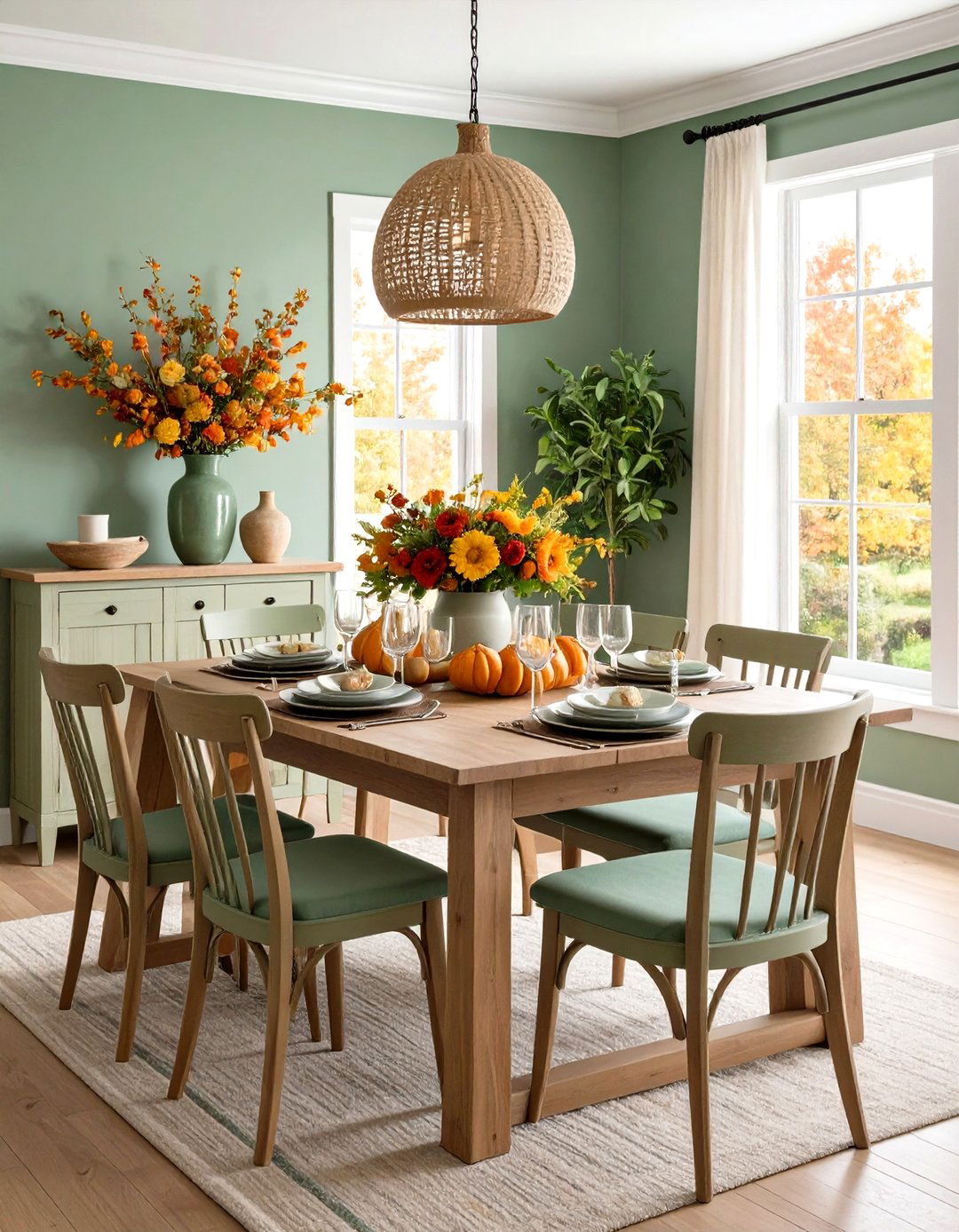 Modern Farmhouse Dining Room with Painted Furniture Accents - 20 Modern Farmhouse Dining Room Ideas