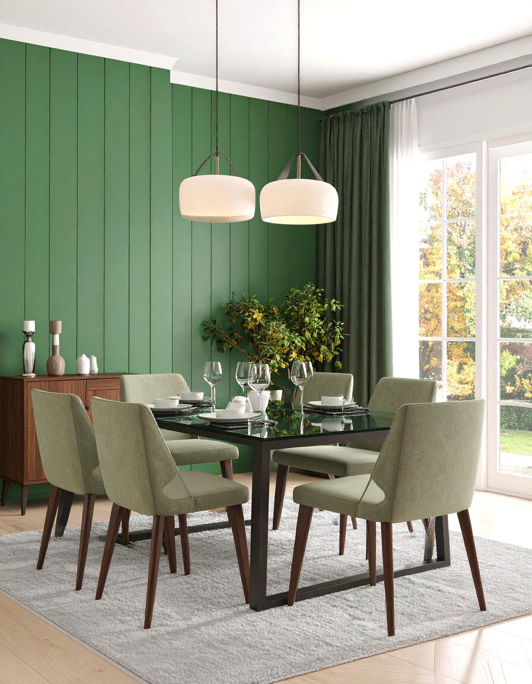 Modern Farmhouse Dining Room with Statement Shiplap Accent Wall - 20 Modern Farmhouse Dining Room Ideas