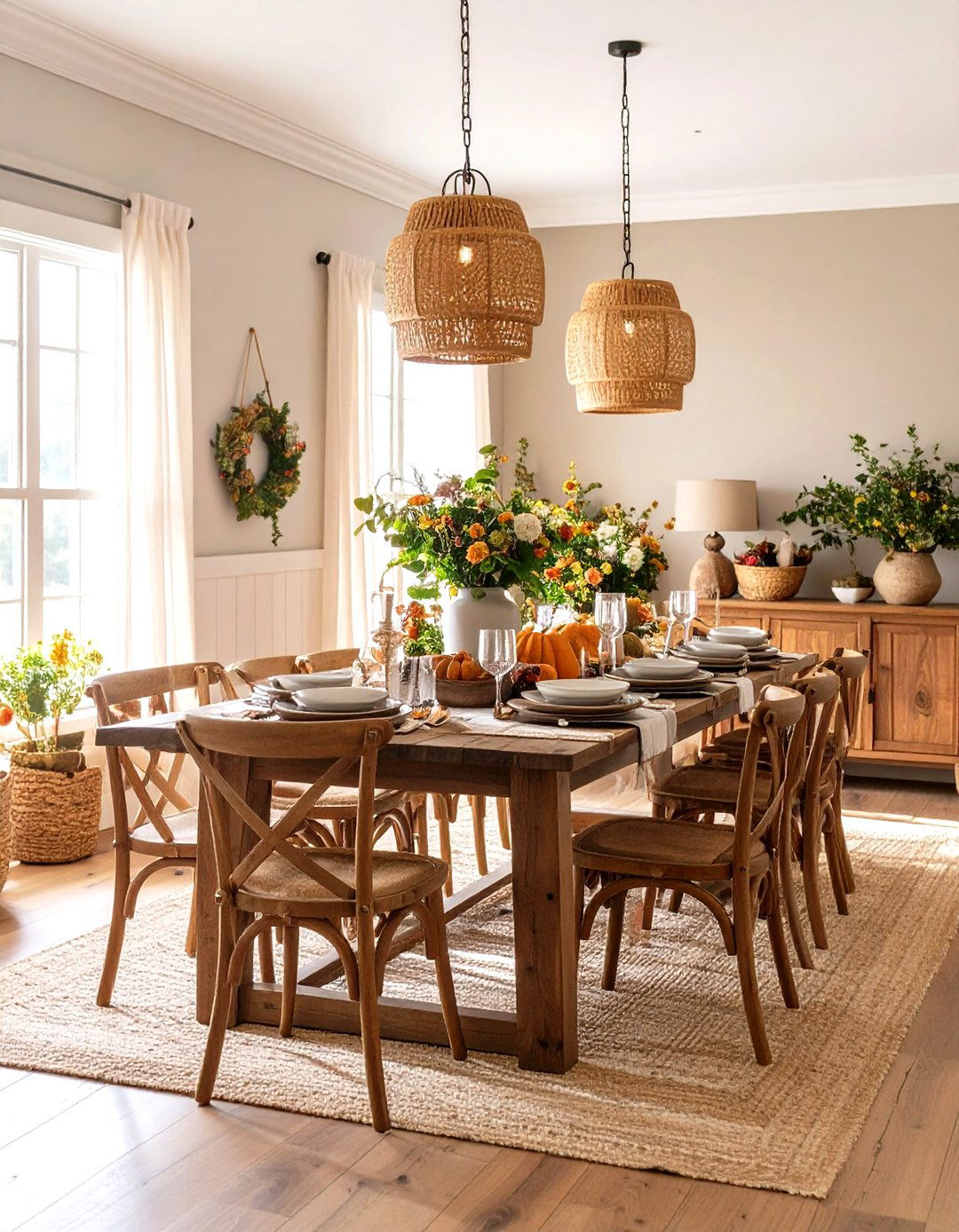 Modern Farmhouse Dining Room with Textural Wall Treatments - 20 Modern Farmhouse Dining Room Ideas