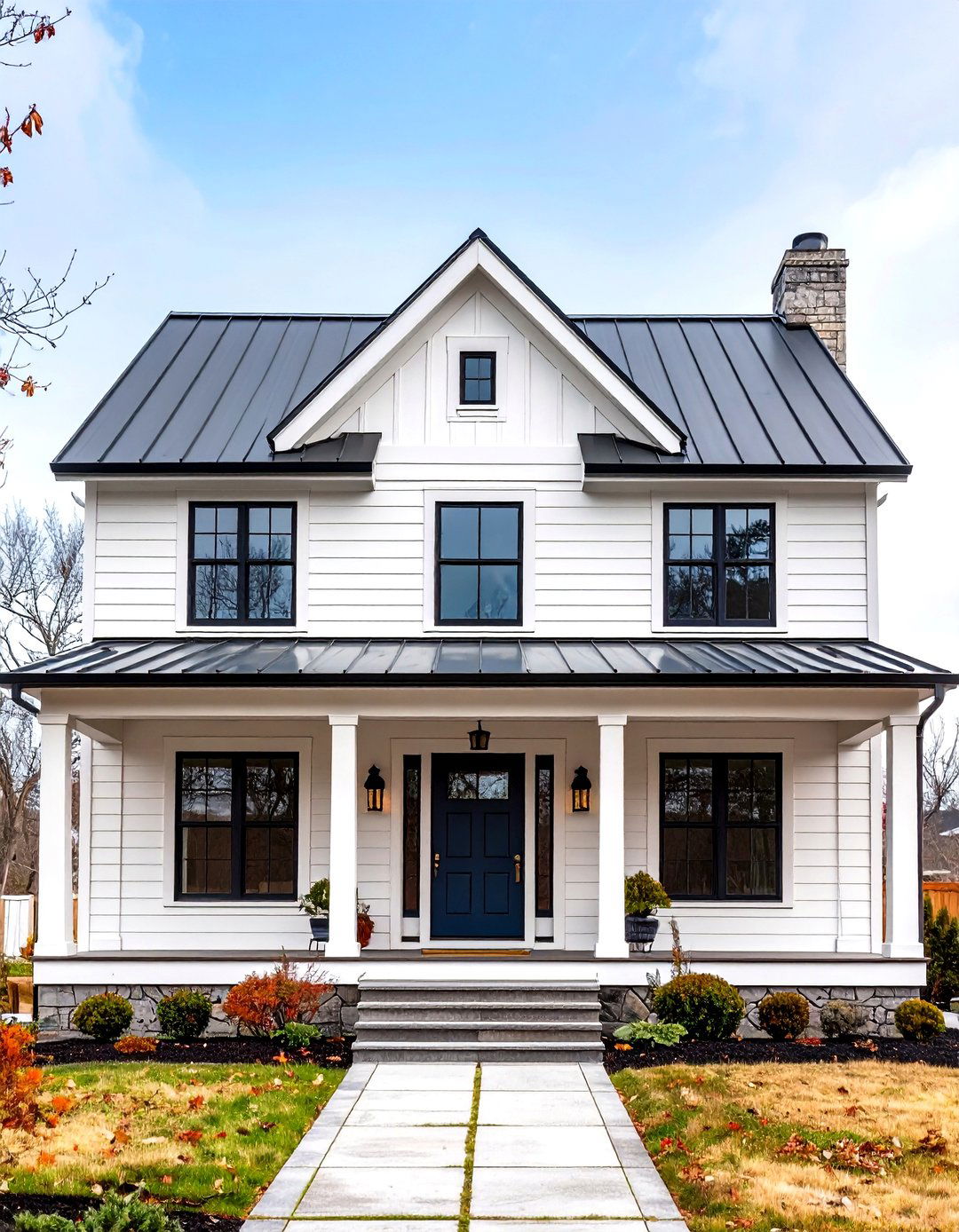 Modern Farmhouse Exterior with Horizontal Siding and Metal Roof Dormers - 20 Modern Farmhouse Exterior