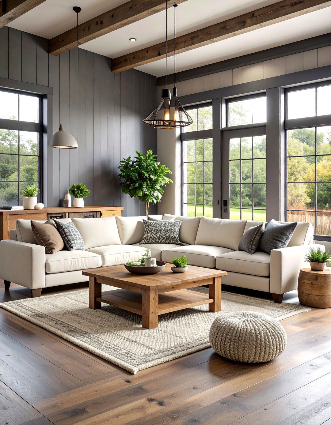 Modern Farmhouse Grey Walls Black Trim Living Room - 20 living room grey walls black trim