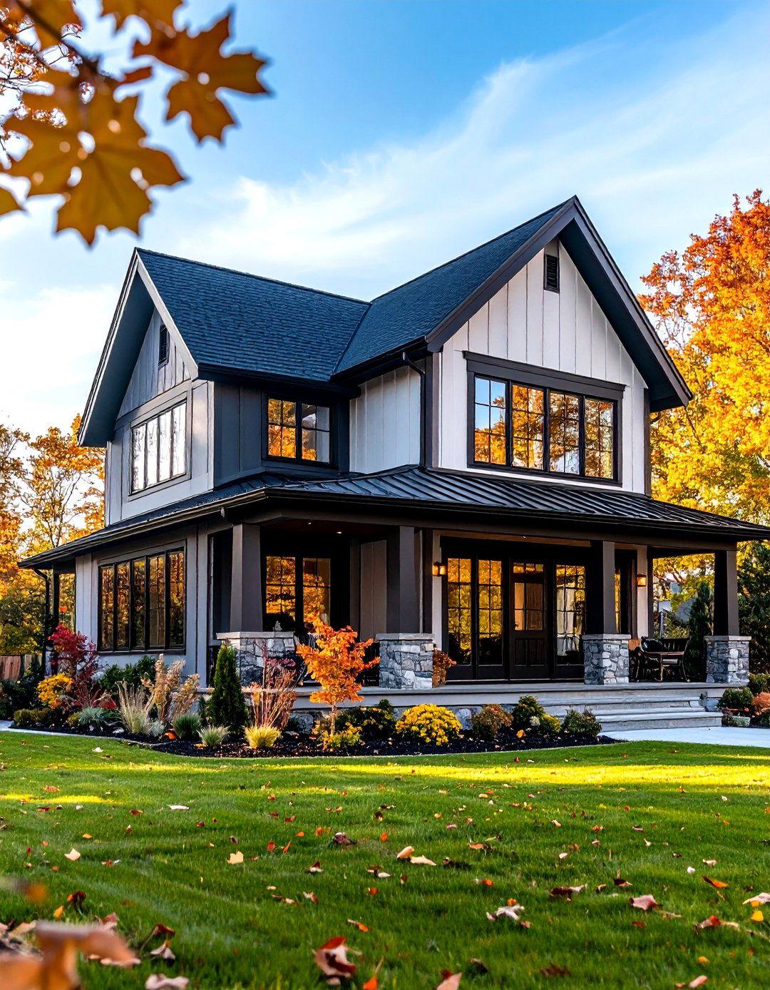 Modern Farmhouse House with Black Window Frames - 20 Houses With Black Windows