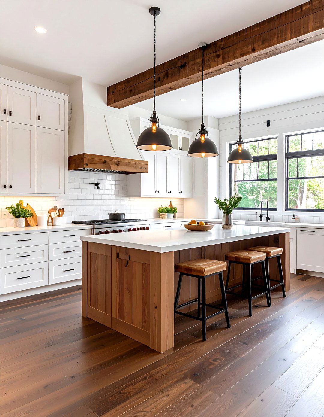 Modern Farmhouse Kitchen With Dark Wood Floors and Shiplap Accents - 20 Kitchen With Dark Wood Floors
