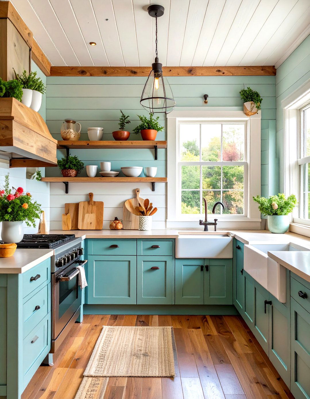 Modern Farmhouse Kitchen Without Upper Cabinets - 20 Kitchens Without Upper Cabinets