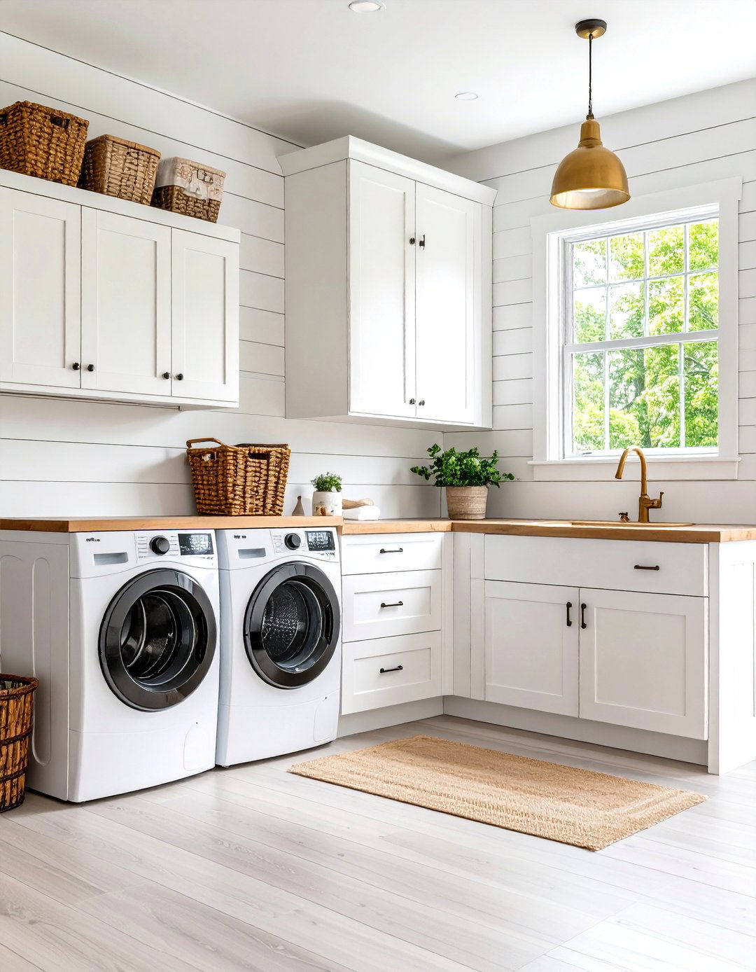 Modern Farmhouse Laundry Room with Shiplap Walls - 20 Laundry Room Decor Ideas
