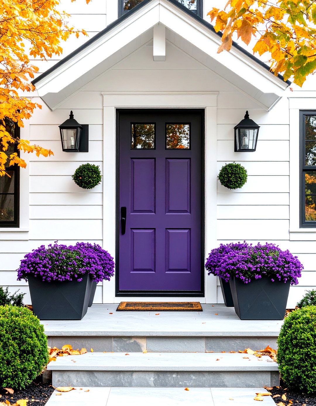 Modern Farmhouse Lavender Front Door with Black Accents - 20 Lavender Front Door Ideas