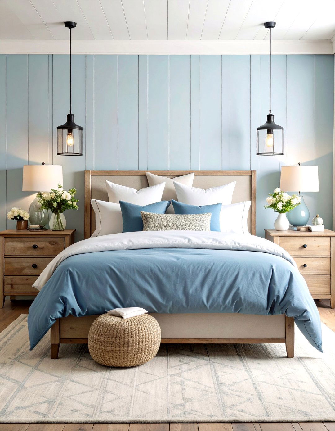 Modern Farmhouse Light Blue Bedroom Oasis - 20 Light Blue Bedroom Ideas