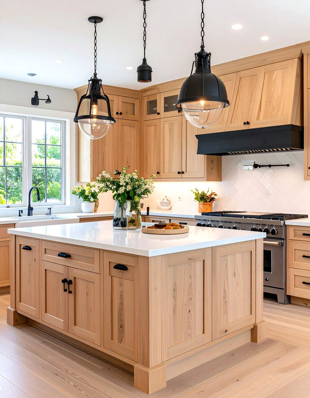 Modern Farmhouse Light Wood Cabinet Kitchen with Shaker Details - 20 Kitchens With Light Wood Cabinets