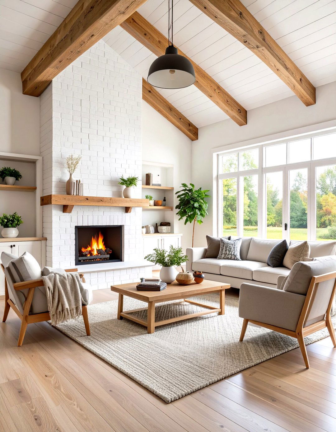 Modern Farmhouse Rooms With Fireplaces With Vaulted Ceilings Featuring Shiplap and Exposed Beams - 20 Rooms With Fireplaces With Vaulted Ceilings Features