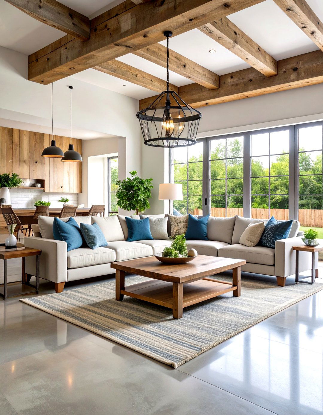 Modern Farmhouse Rustic Concrete Floor Living Room - 20 Rustic Concrete Floor Living Room Ideas