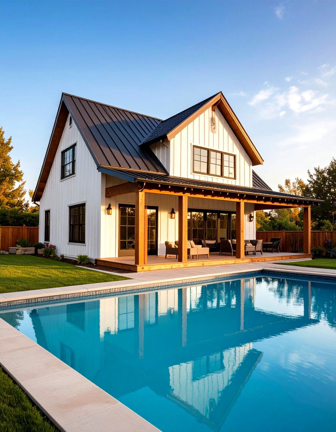 Modern Farmhouse Rustic Pool House - 20 Rustic Pool House Ideas