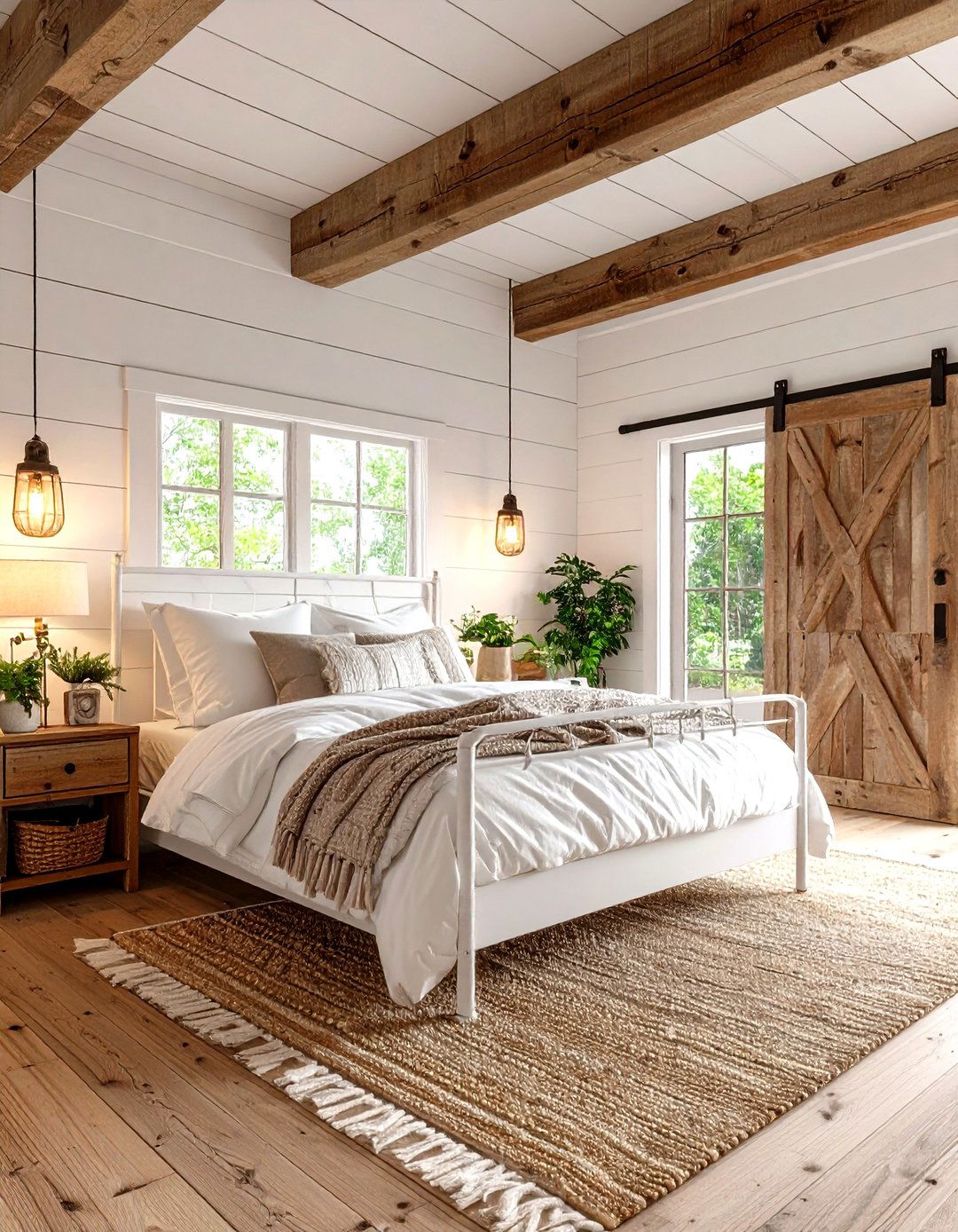 Modern Farmhouse White Bedroom - 20 White Bedroom Ideas