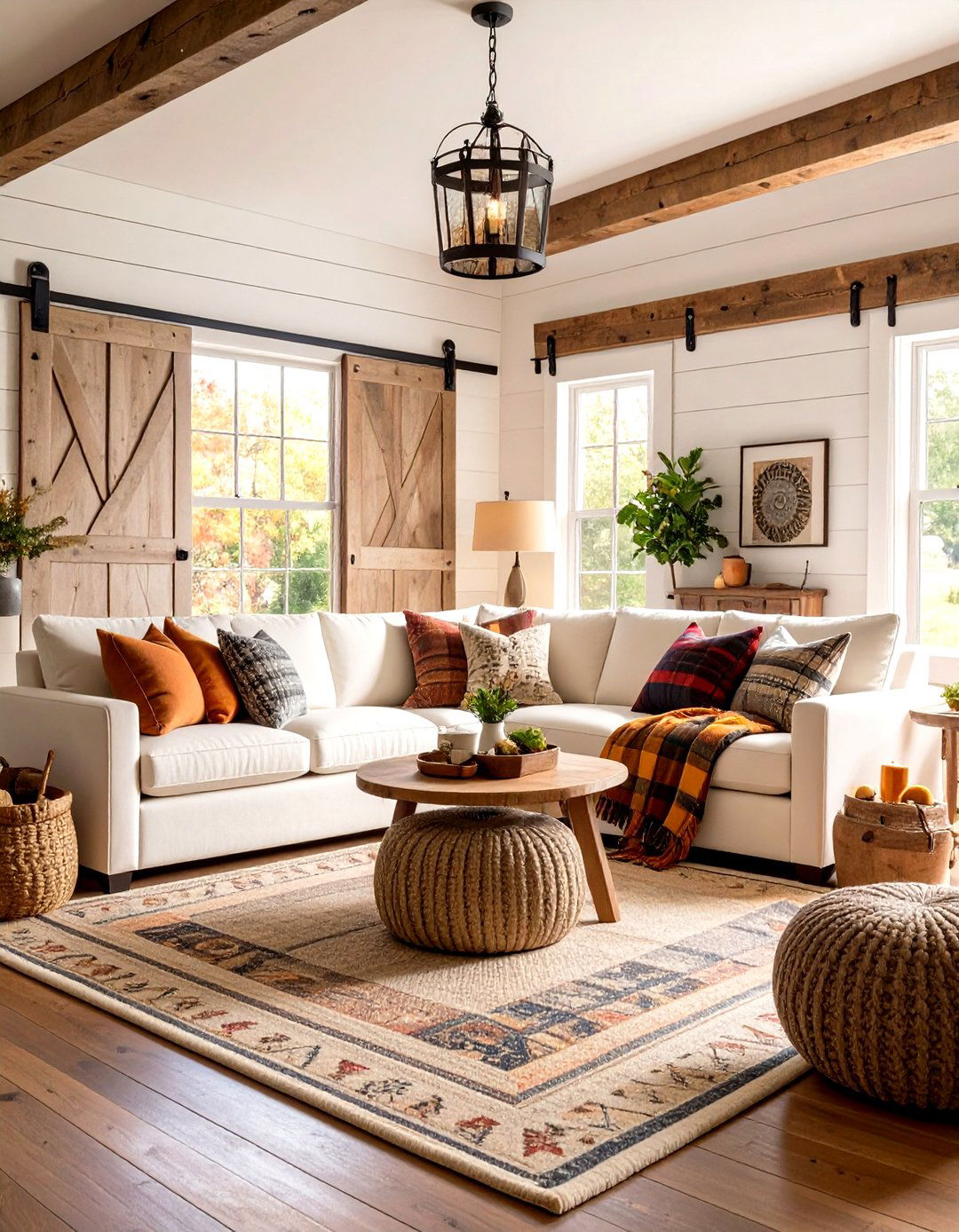 Modern Farmhouse White Couch Living Space - 20 White Couch Living Room Ideas