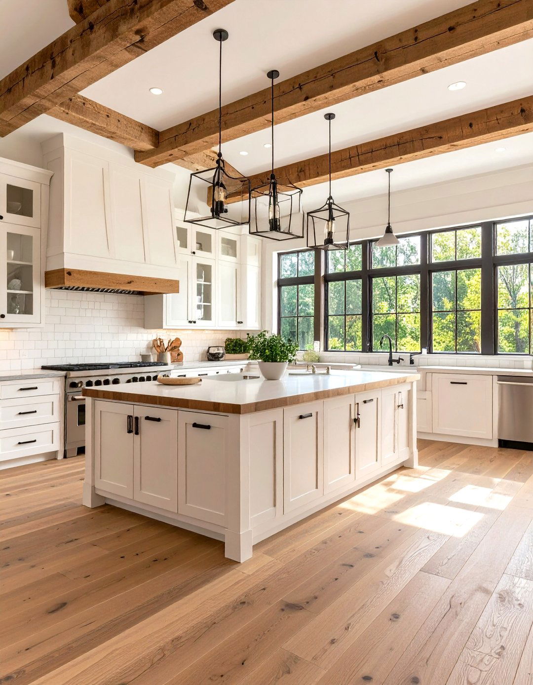 Modern Farmhouse White Kitchen with Stainless Steel Appliances - 20 White Kitchen with Stainless Steel Appliances Ideas