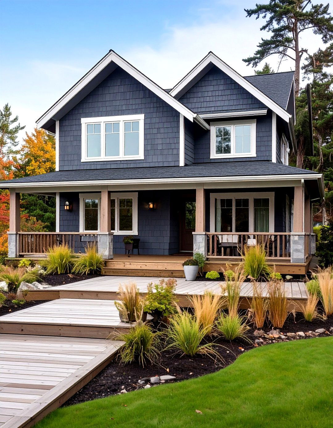 Modern Farmhouse in Charcoal and White Board Trim - 20 Dark Grey House Exterior Ideas