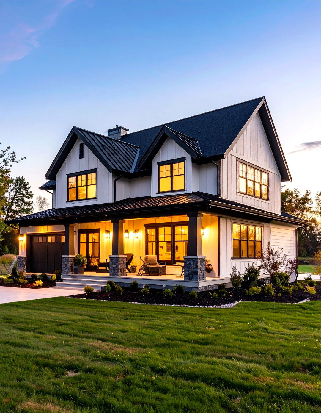 Modern Farmhouse with Black Roof - 20 houses with black roofs