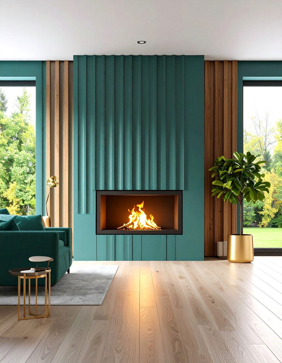 Modern Fireplace with Fluted Surface Textures - 20 Modern Fireplace Ideas