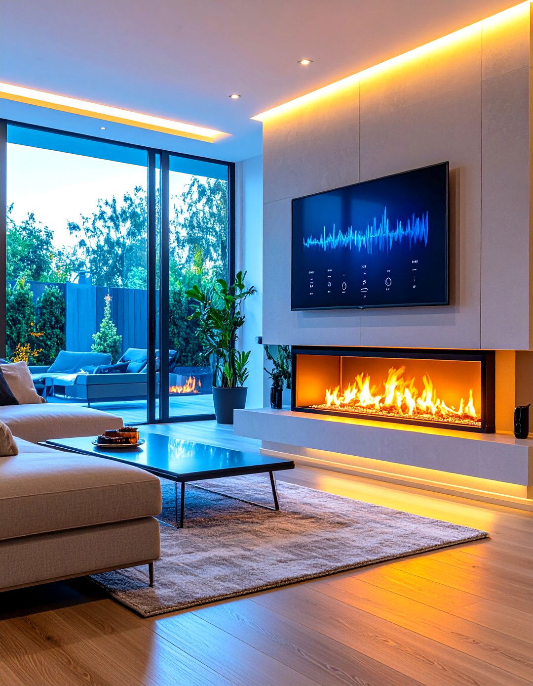 Modern Fireplace with Smart Technology Integration - 20 Modern Fireplace Ideas