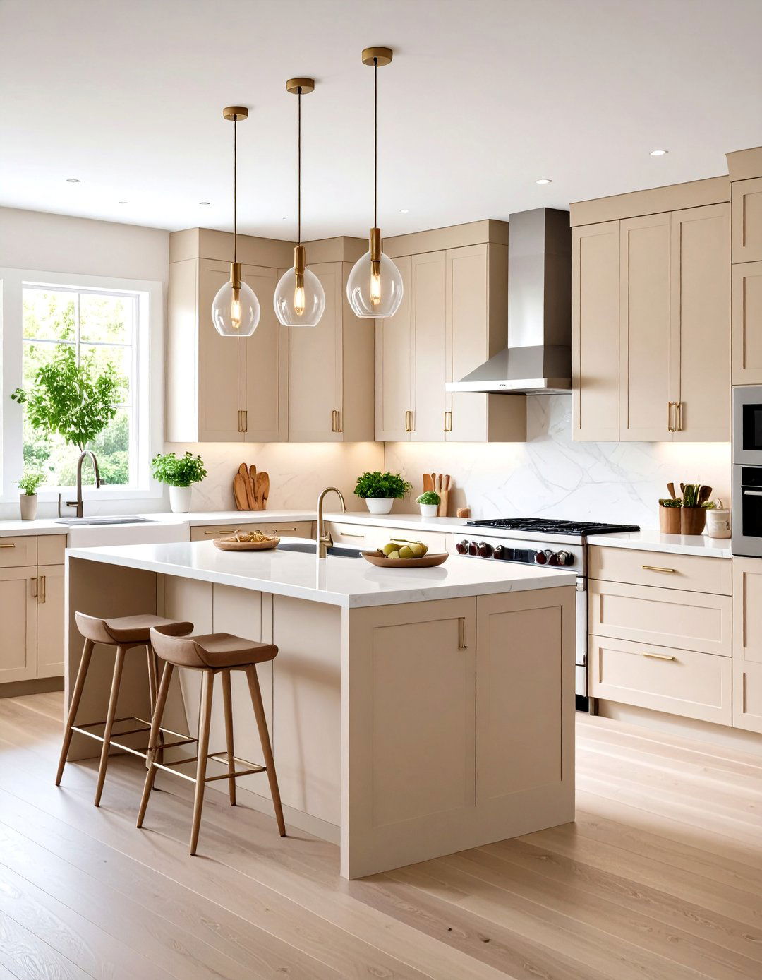 Modern Flat Panel Beige Kitchen Cabinets - 20 Kitchens With Beige Kitchen Cabinets