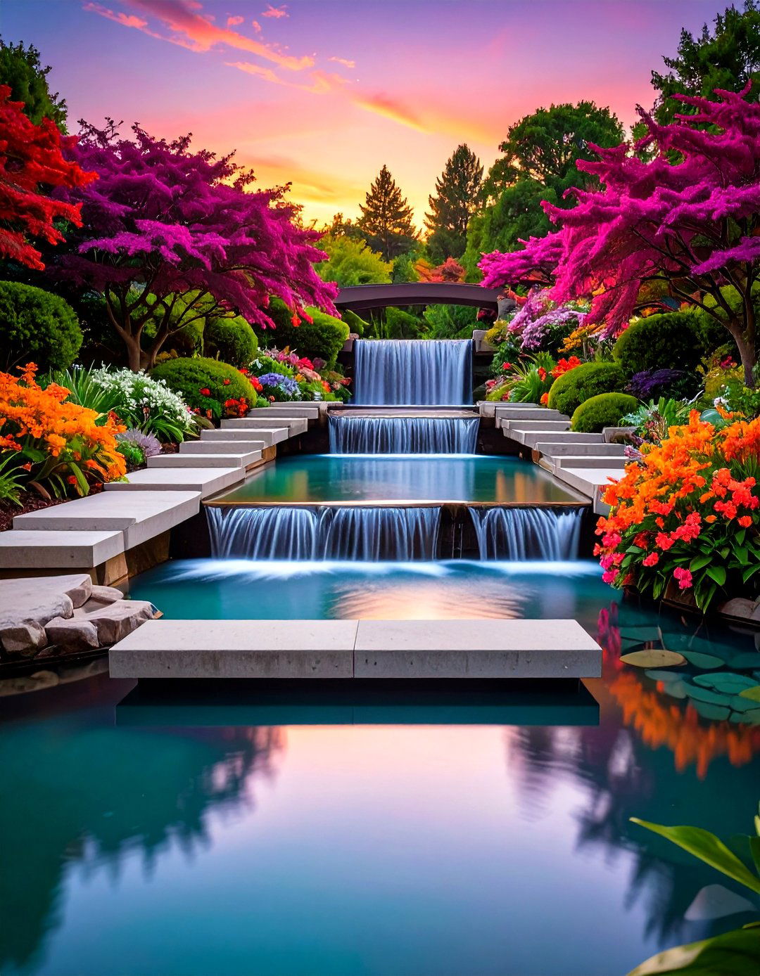 Modern Floating Step Waterfall Pond - 20 Small Pond Ideas With Waterfalls