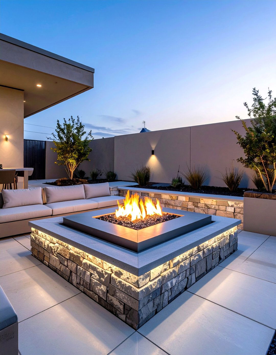 Modern Geometric Flagstone Fire Pit - 20 Flagstone Fire Pit Ideas