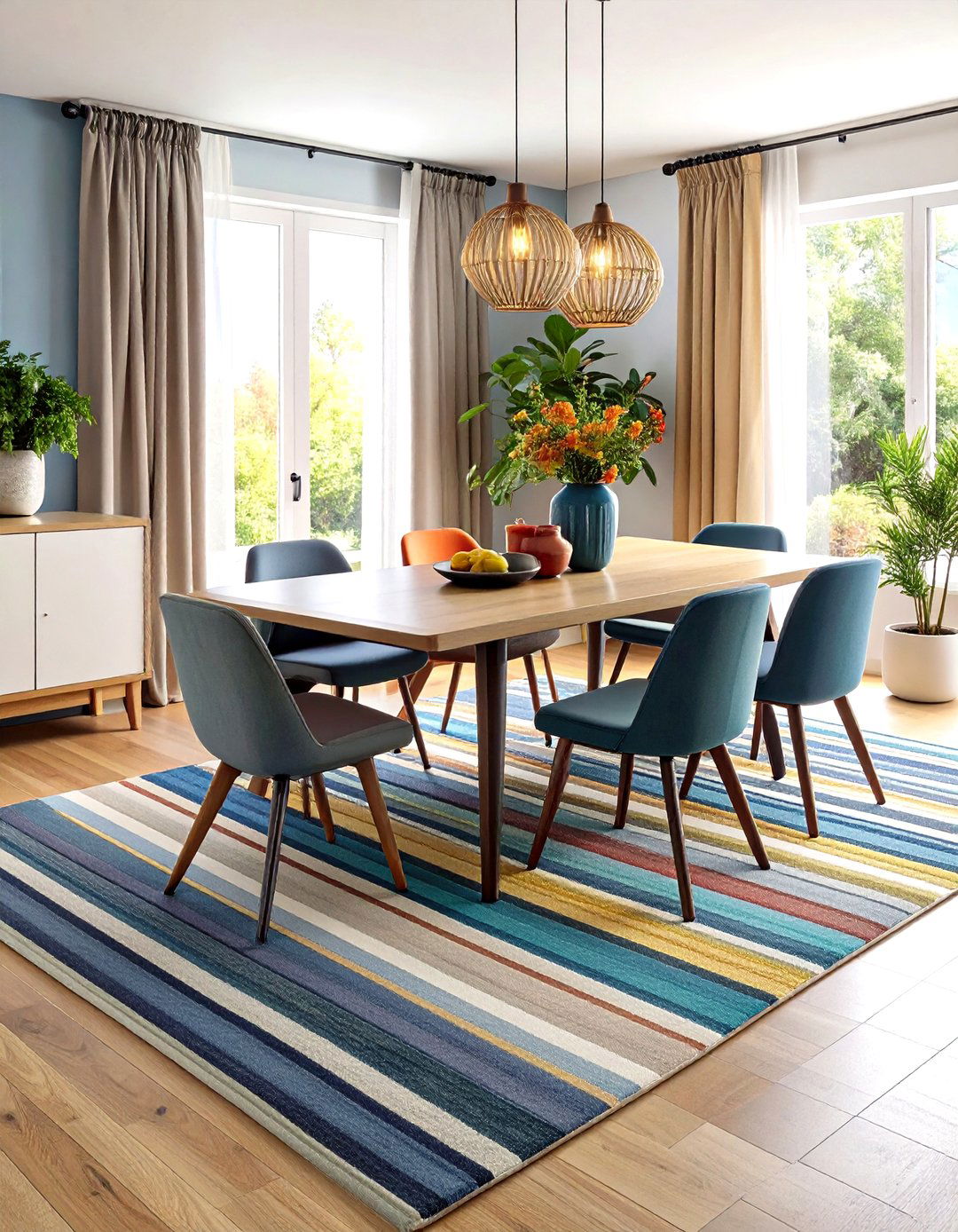 Modern Geometric Line Dining Room Rug for Minimalist Chic - 20 Dining Room Rug Ideas